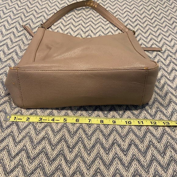 Anne Klein Light Taupe Faux Leather Shoulder Bag with Gold-Toned Hardware - Picture 10 of 13
